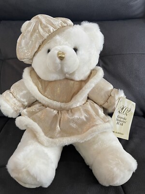 2002 Dan Dee Keepsake Memories White Plush Bear Limited Edition Gold Tags