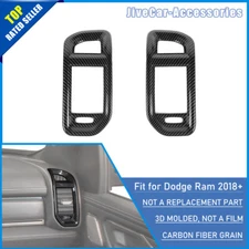 Center Console Both Side AC Air Vent Cover Trim For Dodge Ram 2018+ Carbon Fiber