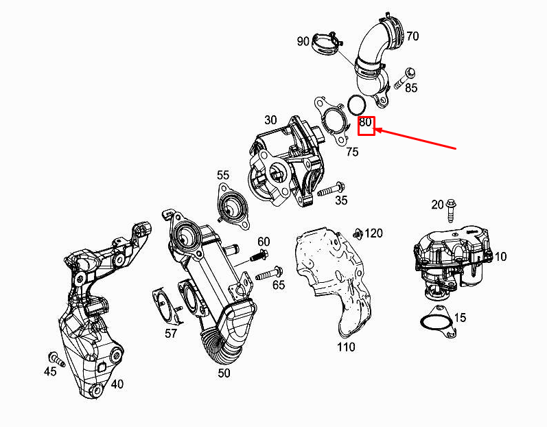 Joint profilé de tuyau de vanne EGR MERCEDES-BENZ C W205 A6261400500