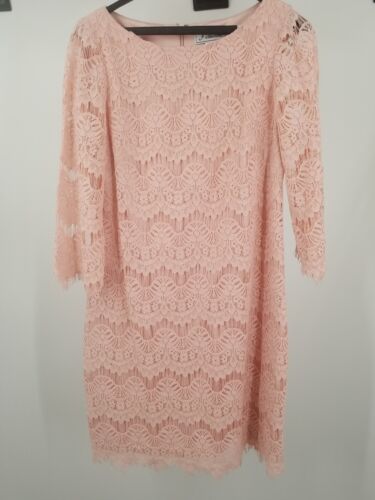 J Howard Womens 3/4 Sleeve Peach Lace Cocktail Dress Size 10 Zip - Picture 1 of 6