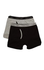 2 Pack CALVIN KLEIN Boys Cotton Stretch Boxer Briefs Black Logo SIZE M