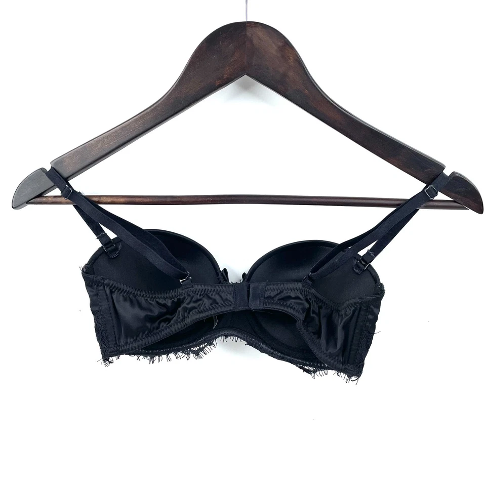 Honey Birdette Bridgette Bra Size 10C Black Lace Satin Bow Swarovski Crystal New - image 3 of 4
