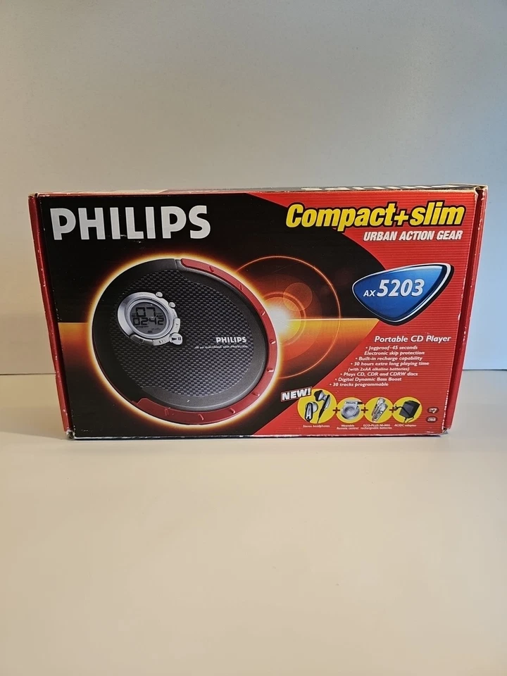 Discman Philips CD Player AX5203 OVP Wie Neu Carbon Cib Retro Vintage Diskman 90