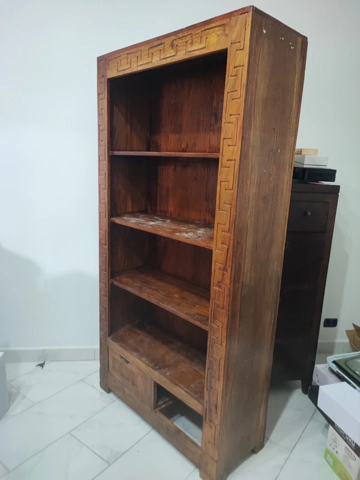 mobile libreria Teak intarsiato - Immagine 2 di 4