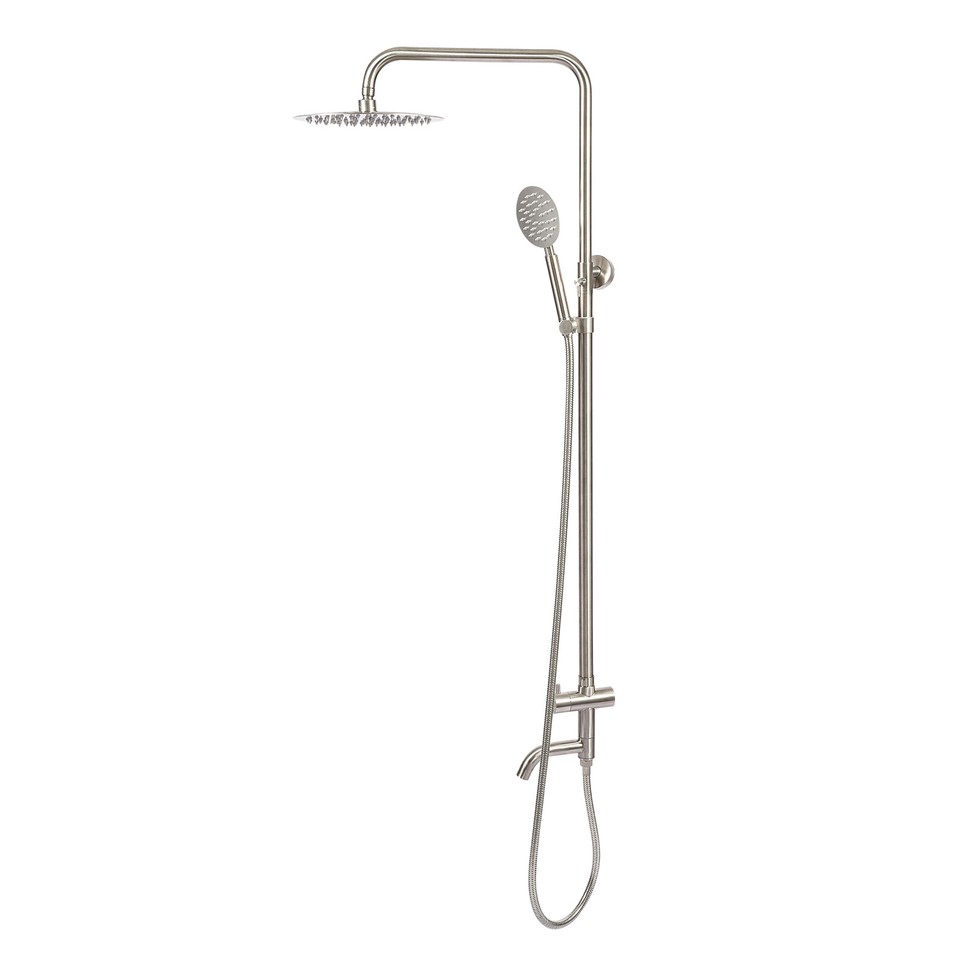 Brushed Shower Faucet Set Rainfall Shower Head Combo Set Tub Spout W