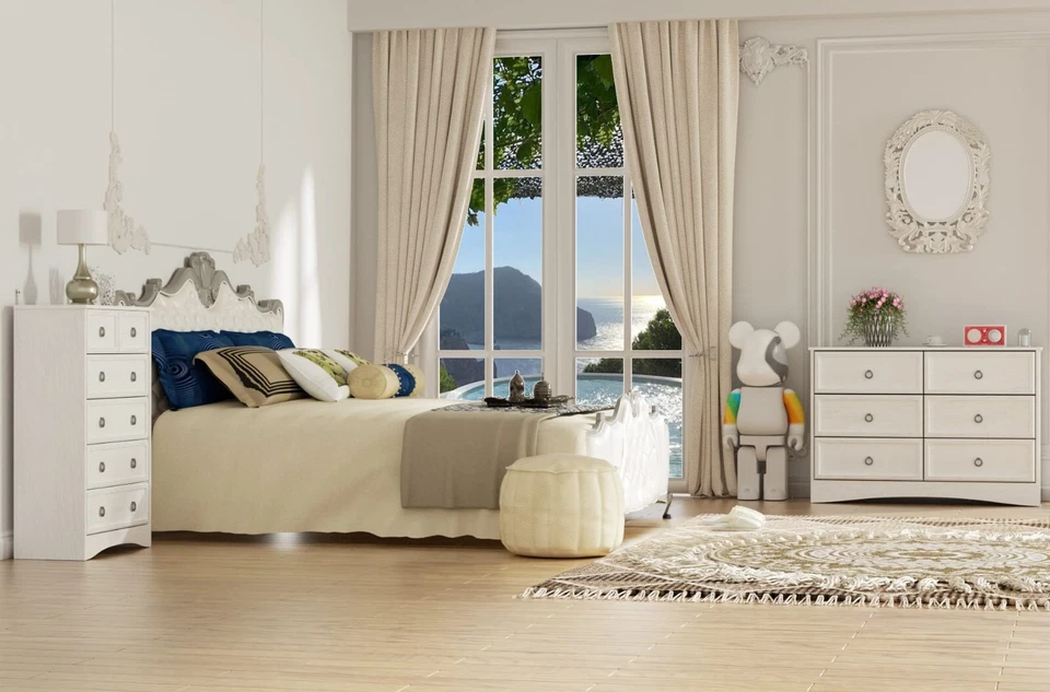 6 Drawer Dresser Tall Chest of Drawers Modern Wood Storage Organizer for Bedroom - Image 3 of 4