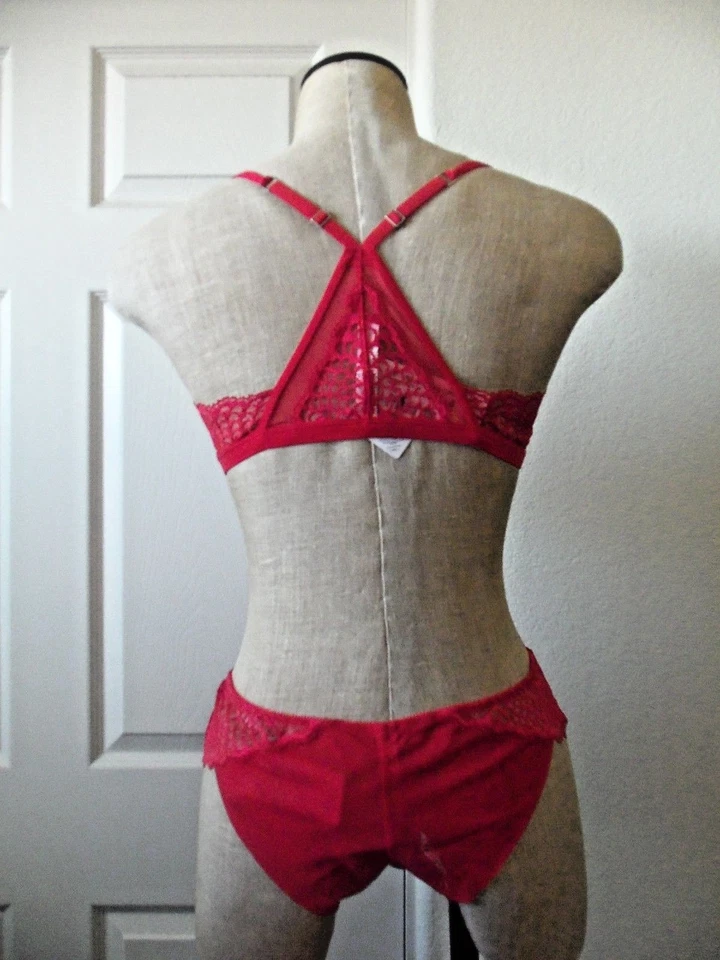 La Perla Studio CALLA красный кружевной треугольник спортивная спина бюстгальтер 36B и бразильский бикини L - Изображение 3 из 4