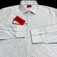 Hugo Boss Red Label Mens Slim Fit Floral Long Sleeve Sport Shirt Size: 44/17.5