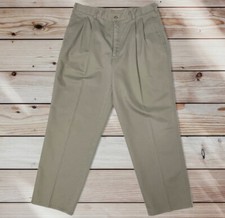Vintage Farah Classics Mens Dress Casual Pants Trousers Olive Pleated 36x29