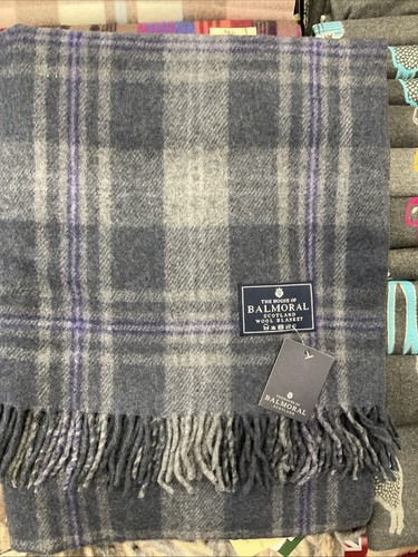 100% Wool Blanket | The House Of Balmoral Scotland Persevere Flint Grey Tartan - Picture 1 of 6