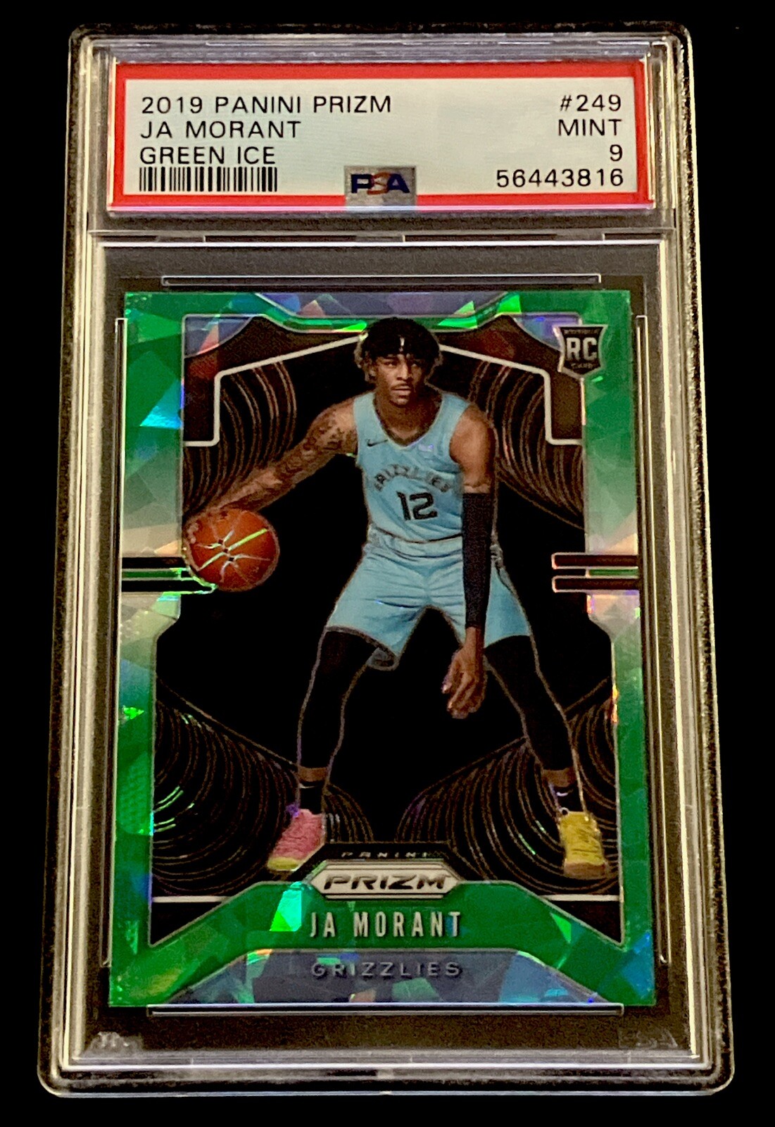 JA MORANT 19-20 PANINI PRIZM GREEN ICE PRIZM ROOKIE RC PSA 9 FREE SH