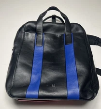 DuDu Leather Laptop Backpack Modern Bag Italian Black 