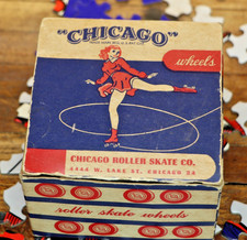 Vintage Wood Chicago Roller Skate Wheels Francie Baldwin Box