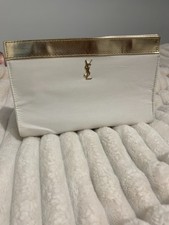 Rare YSL Beauty Cosmetics Clutch White Gold B...
