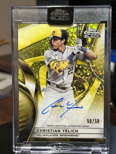 2025 TOPPS CHROME BLACK Christian Yelich Gold AUTO 50/50 - BREWERS