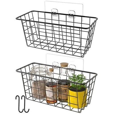 Wire Storage Basket, No Drilling, 2 Pack