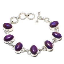 Purple Copper Turquoise Gemstone Handmade 925 Steling Silver Jewelry Bracelet