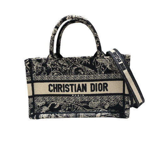 DIOR Book Tote Mini Navy / White Canvas Shoulder Bag #OKB2440