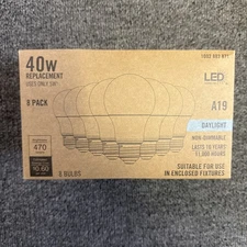 (8-Pk) LED Tech 40-Watt Equivalent A19 Non-Dimmable LED Light Bulb Daylight 
