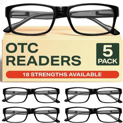 1.5 Magnification Reading Glasses with Blue Light Protection - 5 Count