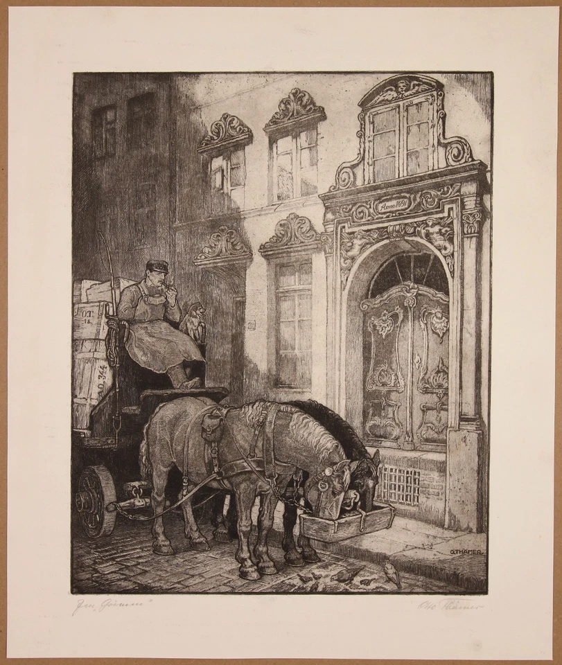Thämer, Otto (1892-1975) signierte Radierung IM GRIMM - Bild 2 von 3
