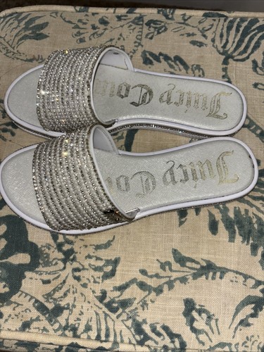 Juicy Couture YRIE Pearl & Rhinestone Slide Sandals Size 7.5 - Picture 7 of 8