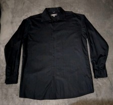 Kenneth Cole Reaction Black Striped Button Down Long Sleeve Shirt L 