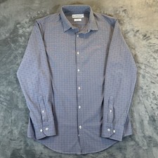 Mizzen Main Shirt Mens L Blue Leeward Trim Fit Dress Stretch Performance Preppy