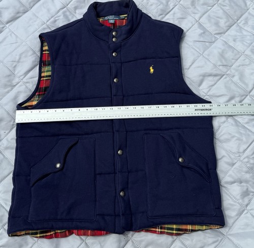 Vintage Blue Polo Ralph Lauren Vest Size XXL Flannel Lined - Picture 4 of 6