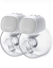 Momcozy S9Pro-K Hands-Free Double Electric Breast Pump, Battery, LED, White/Gray