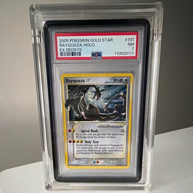 Pokemon TCG Rayquaza Gold Star Holo EX Deoxys 107/107 PSA 7 Cert 110926111