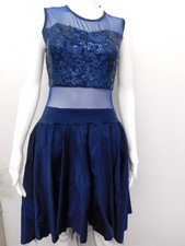 Pre-Owned Costume Curtain Call R491 Large Adult Navy Blue Dress Lyrical Sequin