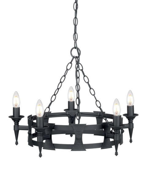 Kronleuchter Camelot 7 Schwarz Verstellbar 3Xe14 Ø52Cm Lampe Esstisch Wohnzimmer-image