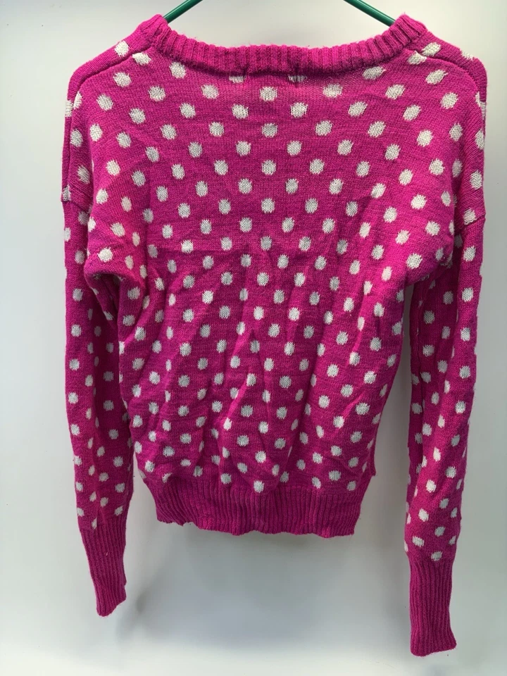 SO женский свитер M розовый белый в горошек олень снежинка вязаный пуловер - Изображение 2 из 4