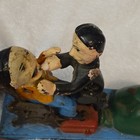 VINTAGE CAST IRON MECHANICAL  COIN BANK TWO MEN ON BENCH MOVING  HOPPER — photo 6