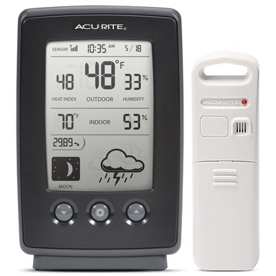 Digital Weather Forecaster with Indoor/Outdoor Temperature, Humidity, and Moo...