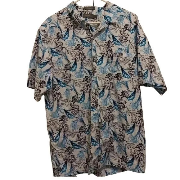 Daniel Cremieux Mens Floral Shirt Button Up Short Sleeve L Large