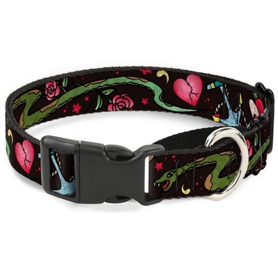 Plastic Martingale Collar Live Hard Die Young CLOSE-UP Black WIDE-La (US IMPORT)