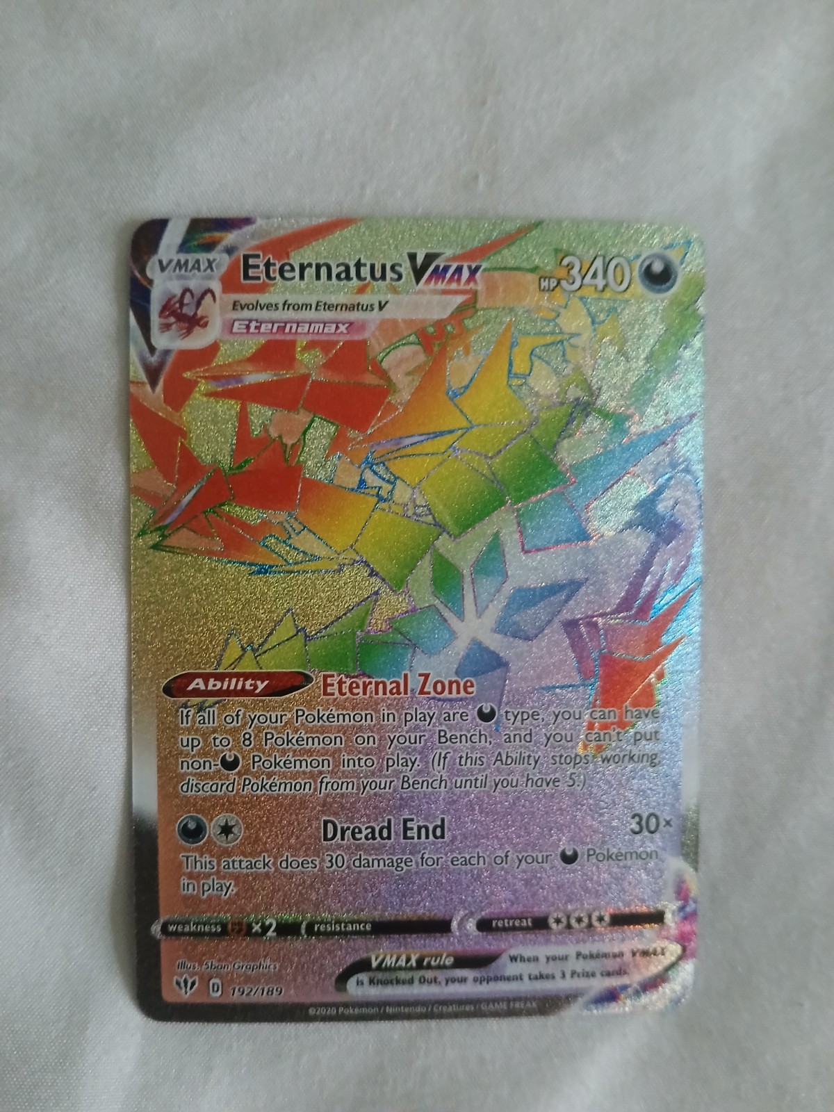 Eternatus VMAX 192/189 Pokemon Darkness Ablaze Rainbow Rare Near Mint