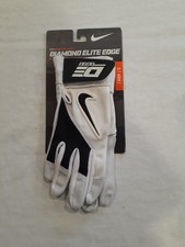 Nike White Diamond Elite Edge Batting Gloves Size Small