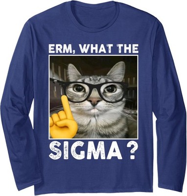 Erm, What the Sigma? Cat Meme Cat Sunglasses Fun Long Sleeve T-Shirt