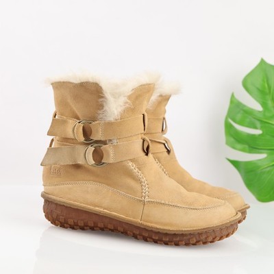 Sorel Womens Tootega Boots Size 7.5 Tan Suede Thinsulate Winter Fury Waterproof