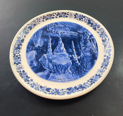 VTG Mammoth Cave Kentucky National Park Cobalt Flow Blue Souvenir Plate 7.25''