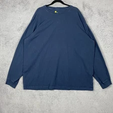 Carhartt Shirt Mens 2XL Navy Long Sleeve Original Fit Logo Sleeve K231 Cotton