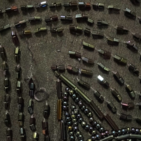 Oleg Cassini Vintage Black Tie Beaded Navy Blue Mini Dress Size 10 Swiftie