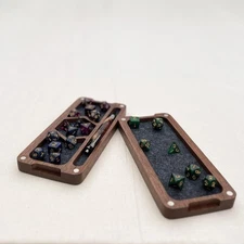 Black walnut dice tray with storage and rolling compartments