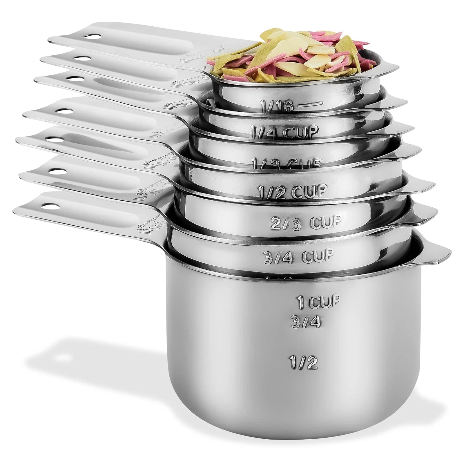 Measuring Cups Set, Stainless Steel Measuring Cup Set 7, 18/8 Stainless Steel...