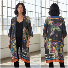 CITRON of Santa Monica Peacock Feathers Kimono Robe size 1X