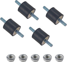 4-Pcs 25x25mm Rubber Vibration Isolator Mounts M6x18mm Studs with 8 Nuts