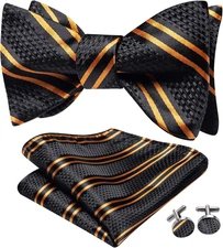 Silk Self Tie Bow Ties for Men Adjustable Men's Bowtie Handkerchief Pocket Squar